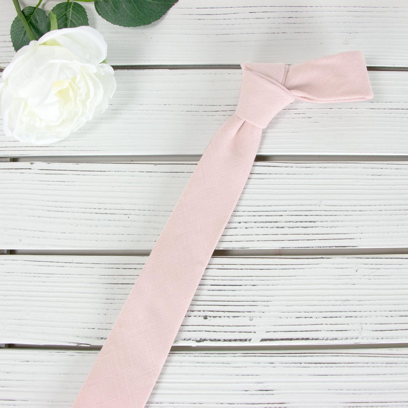 Spring Notion Men's Linen Blend Skinny Necktie Blush Pink - Image 2